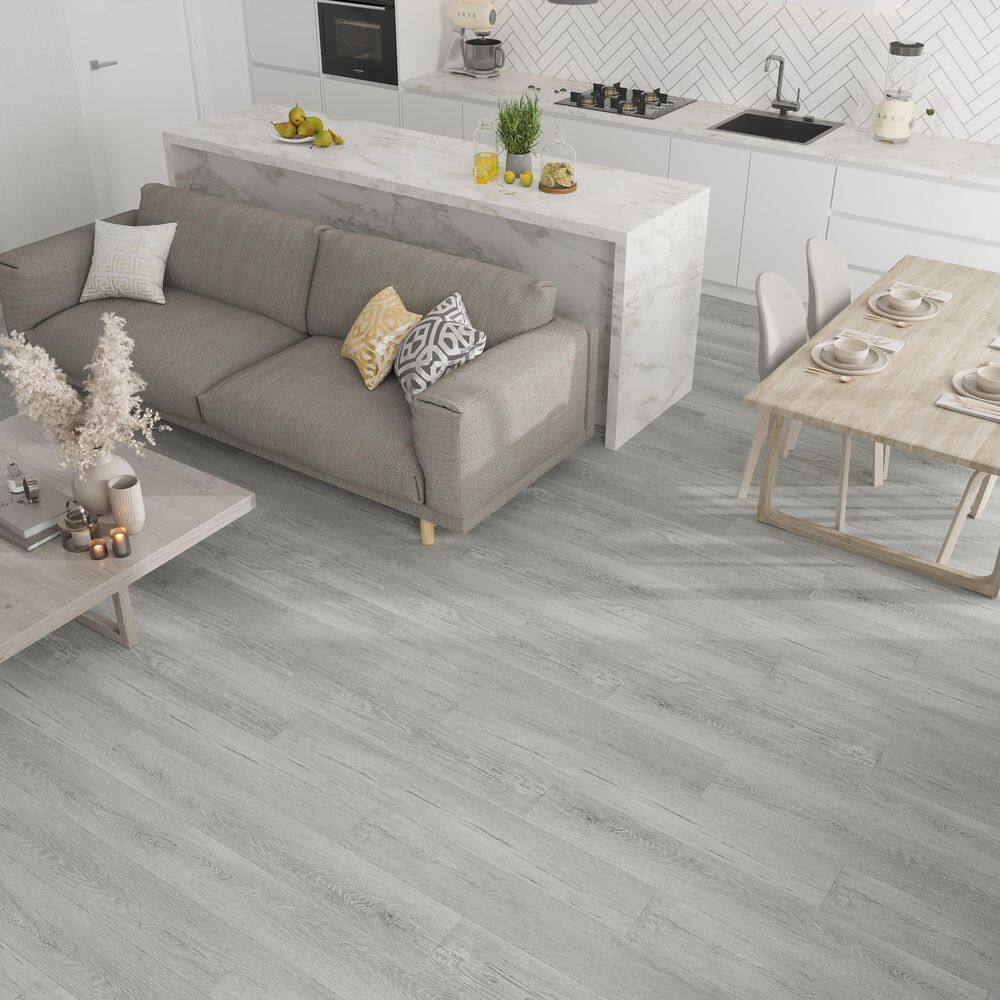 Lucida Surfaces TruCore Grey 12 MIL x 7.3 in. W x 48 in. L Click Lock Waterproof Luxury Vinyl Plank Flooring (24.5 sqftcase) TC-804