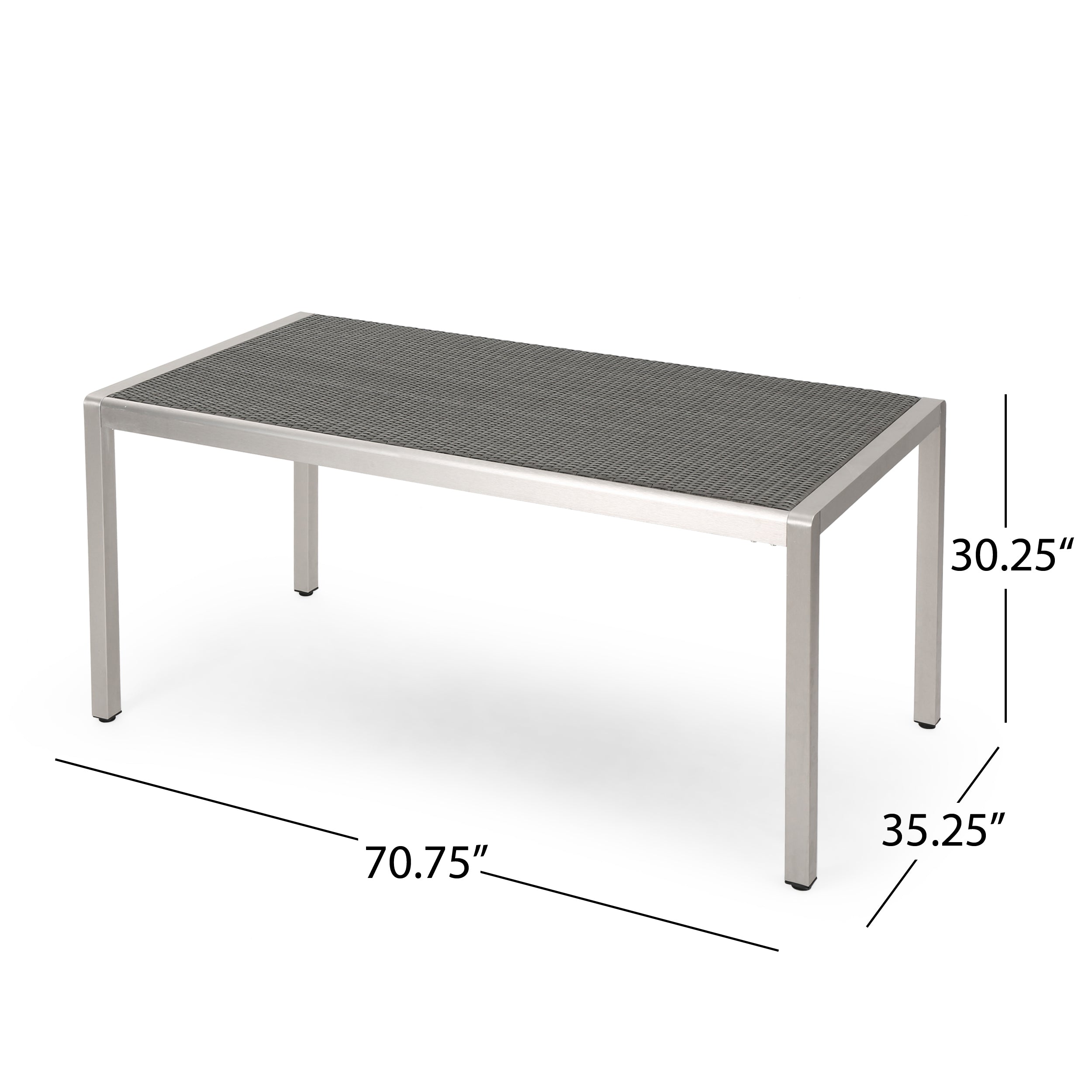 Cherie Outdoor Modern Aluminum 6 Seater Dining Set with Faux Wood Seats