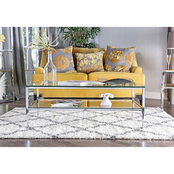 Furniture of America Luch Modern Glass/ Metal 48-inch Coffee Table