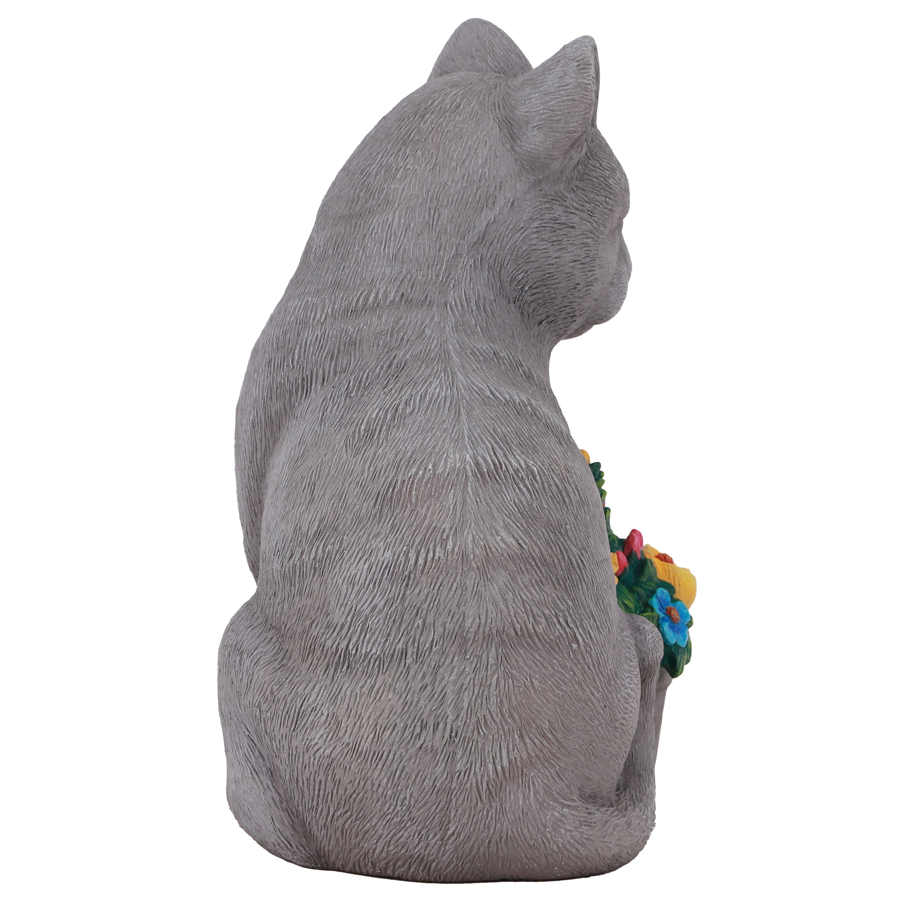 The Pioneer Woman 2 Pack White Bunny Grey Cat Garden Statue, 5.5in L x 6.75in W x 8.75in H