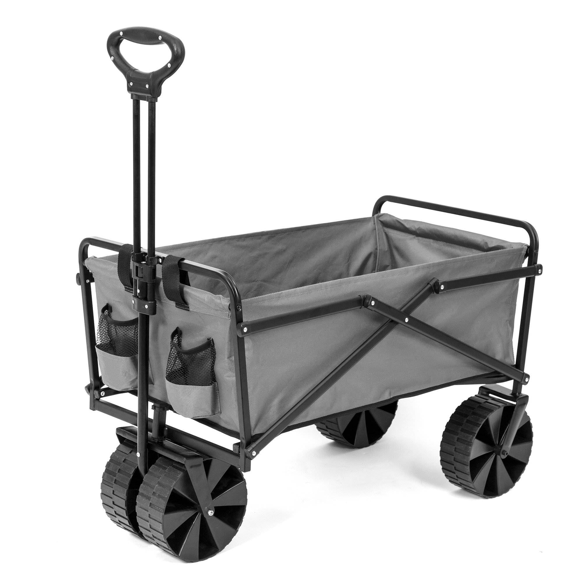 Seina Collapsible Steel Frame Folding Utility Beach Wagon Cart, Gray (2 Pack)