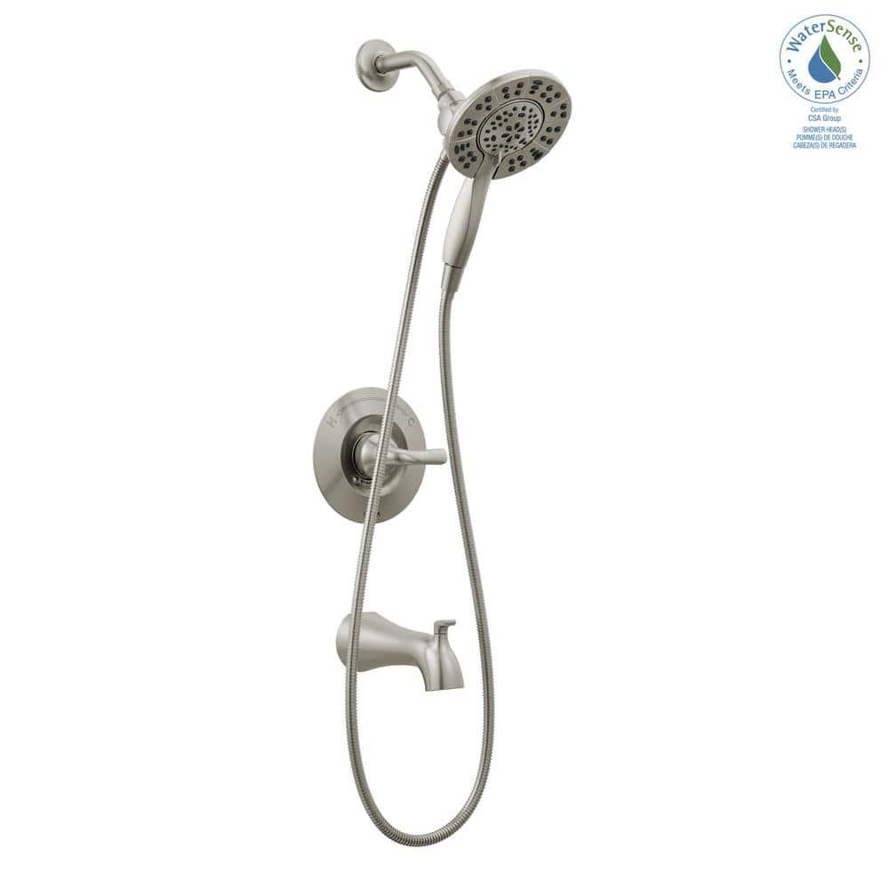 Delta Arvo In2ition TwoinOne SingleHandle 4Spray Tub and Shower Faucet in Spotshield Brushed Nickel