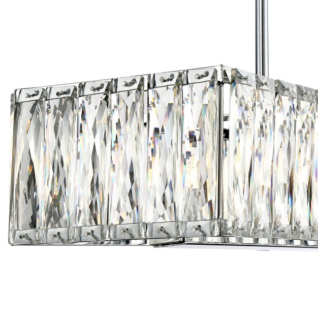 Wide Modern Clear Crystal 5 light Fixture For Dining Room Kitchen Island Home