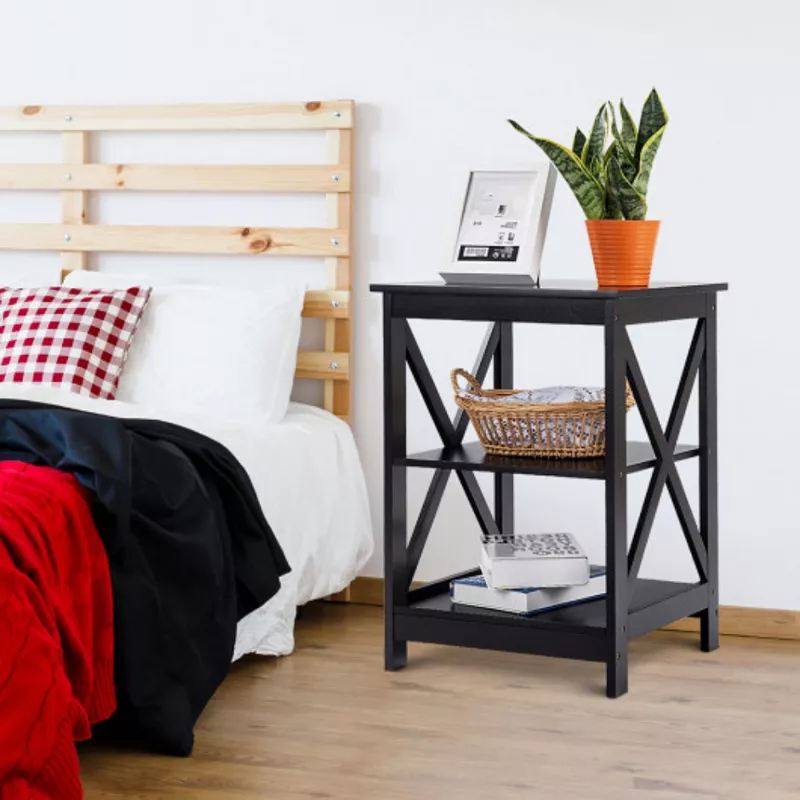 3-Tier Living Room Display Storage Shelf Nightstand