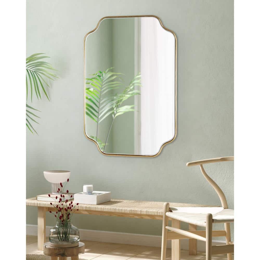 Kate and Laurel Plumley 36 in. H x 24 in. W Glam Irregular Framed Scalloped Gold Wall Mirror 220519