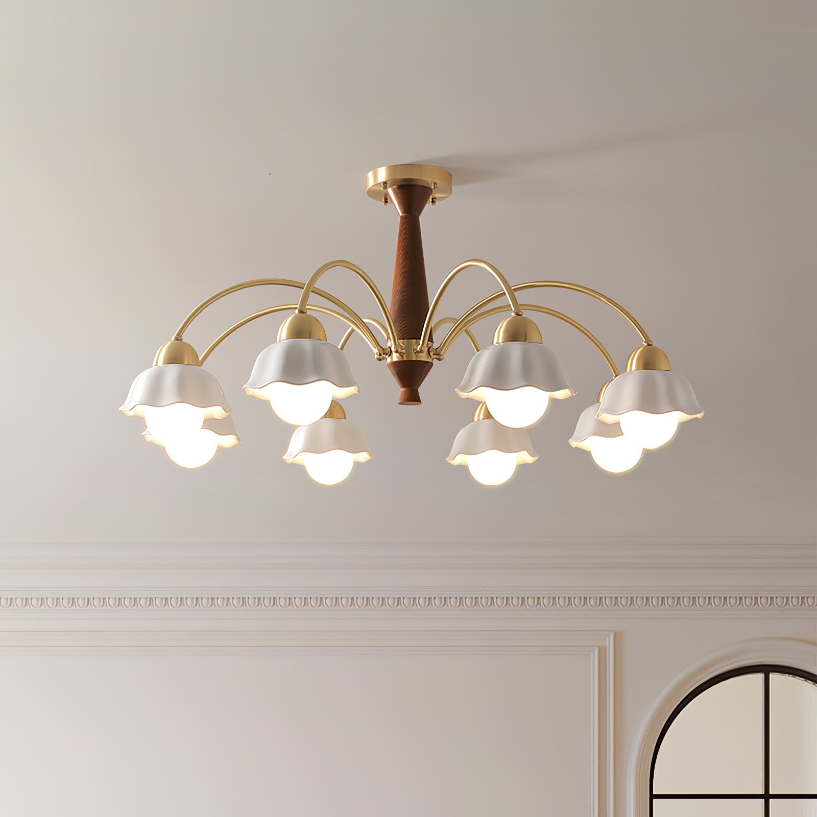 Swedish Modern Brass Chandelier