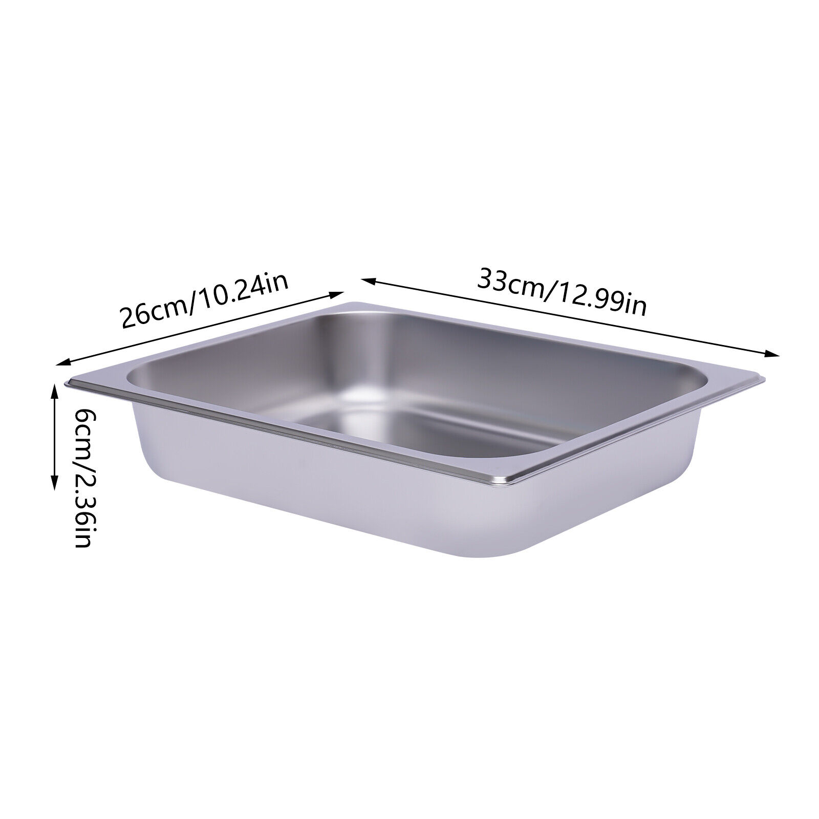 Miumaeov 6Pcs 2.36inch Deep Steam Table Pans 1/2 Size Restaurant Stainless Steel Steam Table Chafing Pans for Hotel Buffet 12.99x10.24x2.36inch