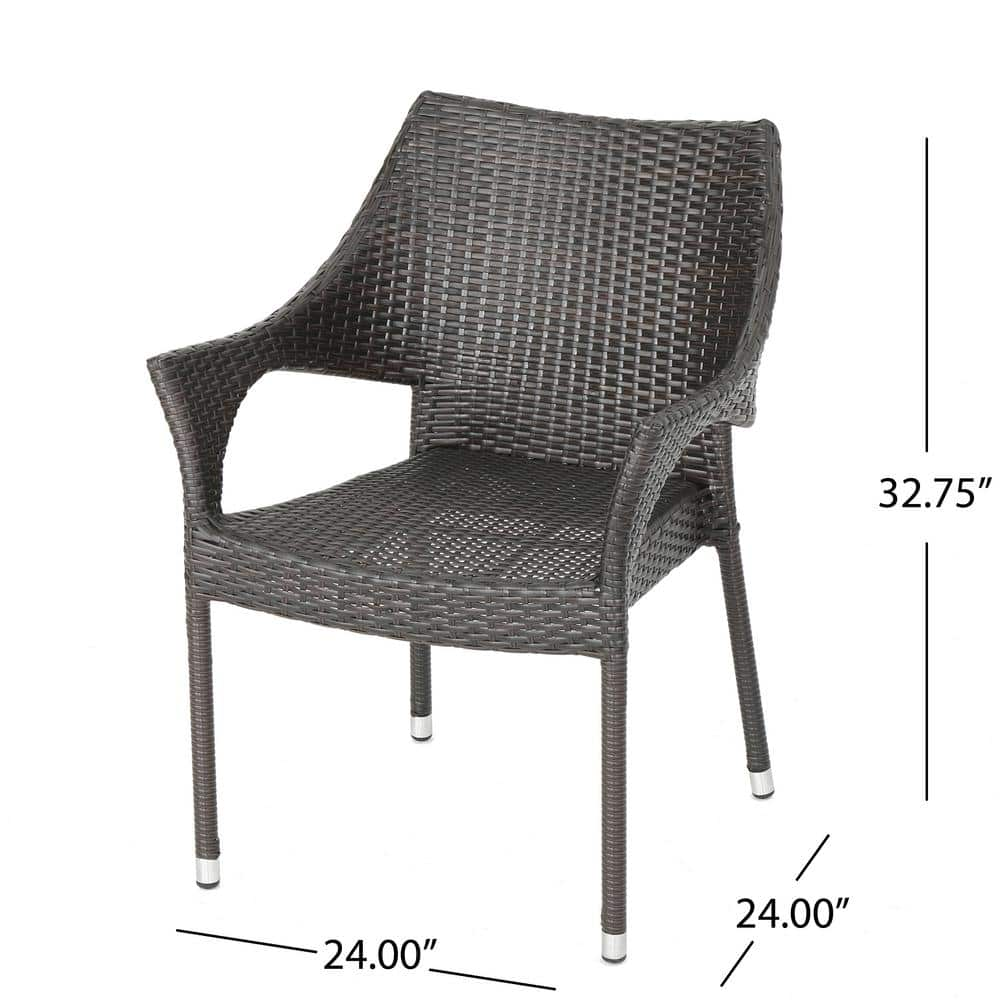 Noble House Mirage Stacking Mix Mocha Plastic Outdoor Dining Chairs (4-Pack) 42690