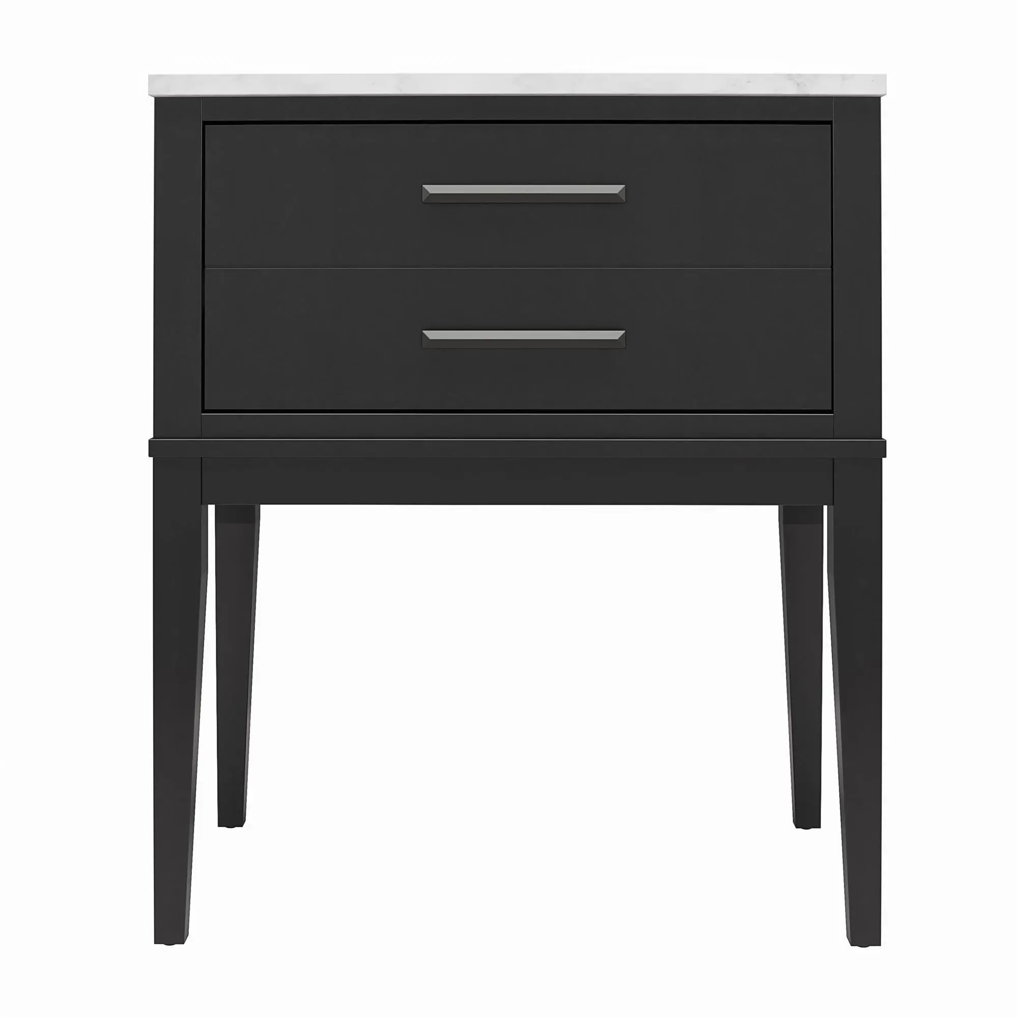 Lynnhaven Black Nightstand with White Marble Top