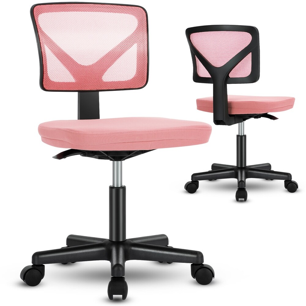 Armless Desk Chair Small Home Office Chair with Lumbar Support