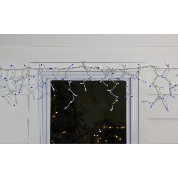 Set of 50 Blue Mini Window Curtain Icicle Xmas Lights