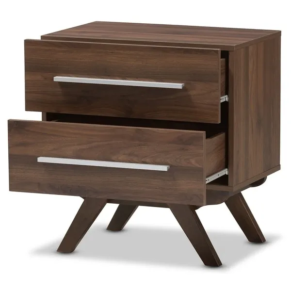 Mid-Century 2-Drawer Nightstand Baxton Studio