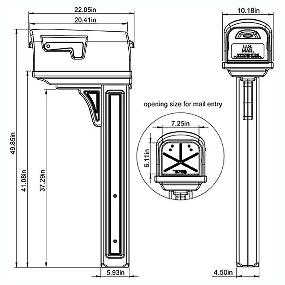 Gibraltar MailboxesClassic All-in-One， Medium， Plastic， Mailbox and Post Combo， Black， GCL10000B