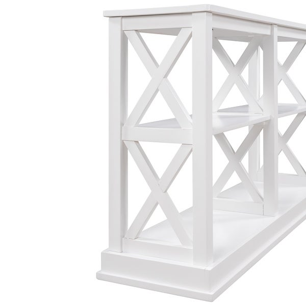 Console Table with 3-Tier Open Storage Spaces and 