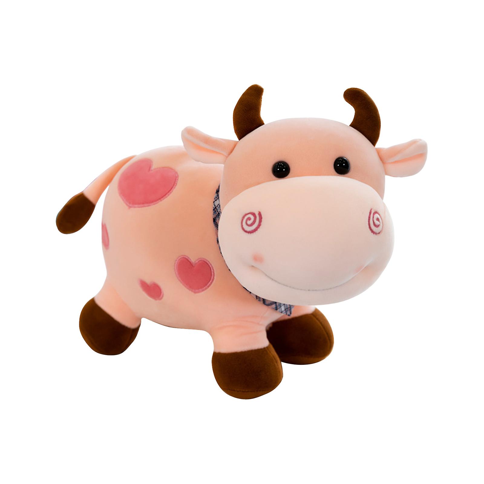 Pink 35cm Cute Little Cow Plush Toy Super Soft Cow Doll Children's Zodiac Cow Doll Cloth Doll Decoration Birthday Gift