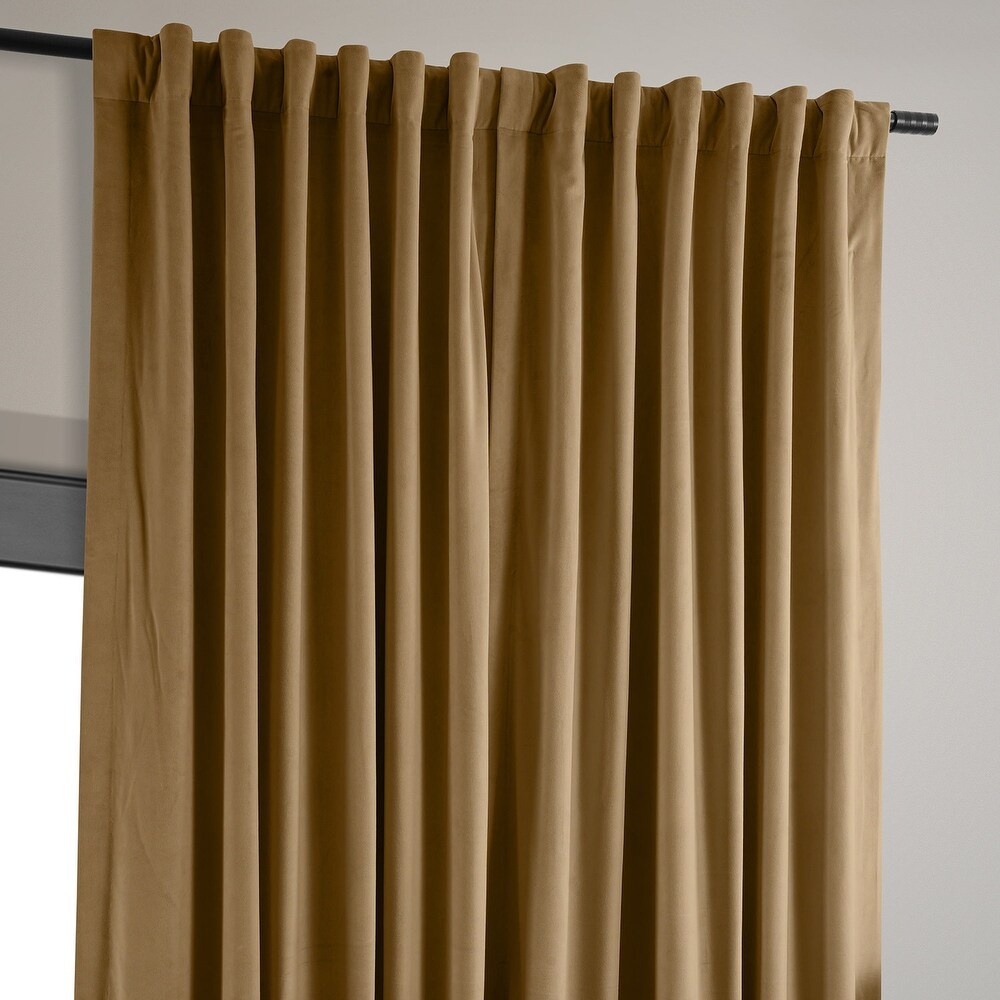Exclusive Fabrics Signature Extra Wide Amber Gold Velvet Blackout Curtain (1 Panel)   Luxurious Blackout Drapery