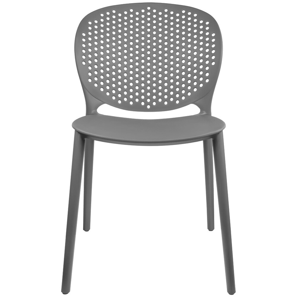 Modern Plastic Garden Patio Indoor or Outdoor Dining Stackable Chair UV Protected Armless With Dot Back Surf