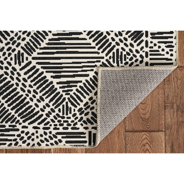 Washable Cayden Rug Ivory black Linon