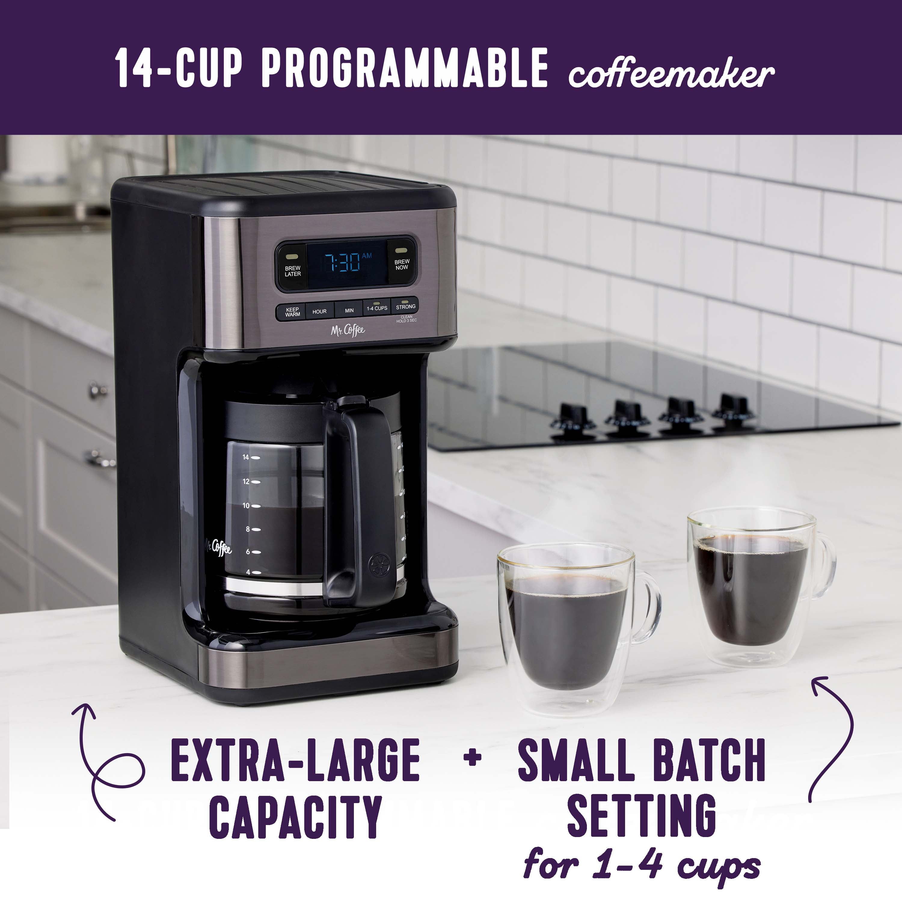 Mr. Coffee 14-Cup Dark Stainless Programmable Coffee Maker