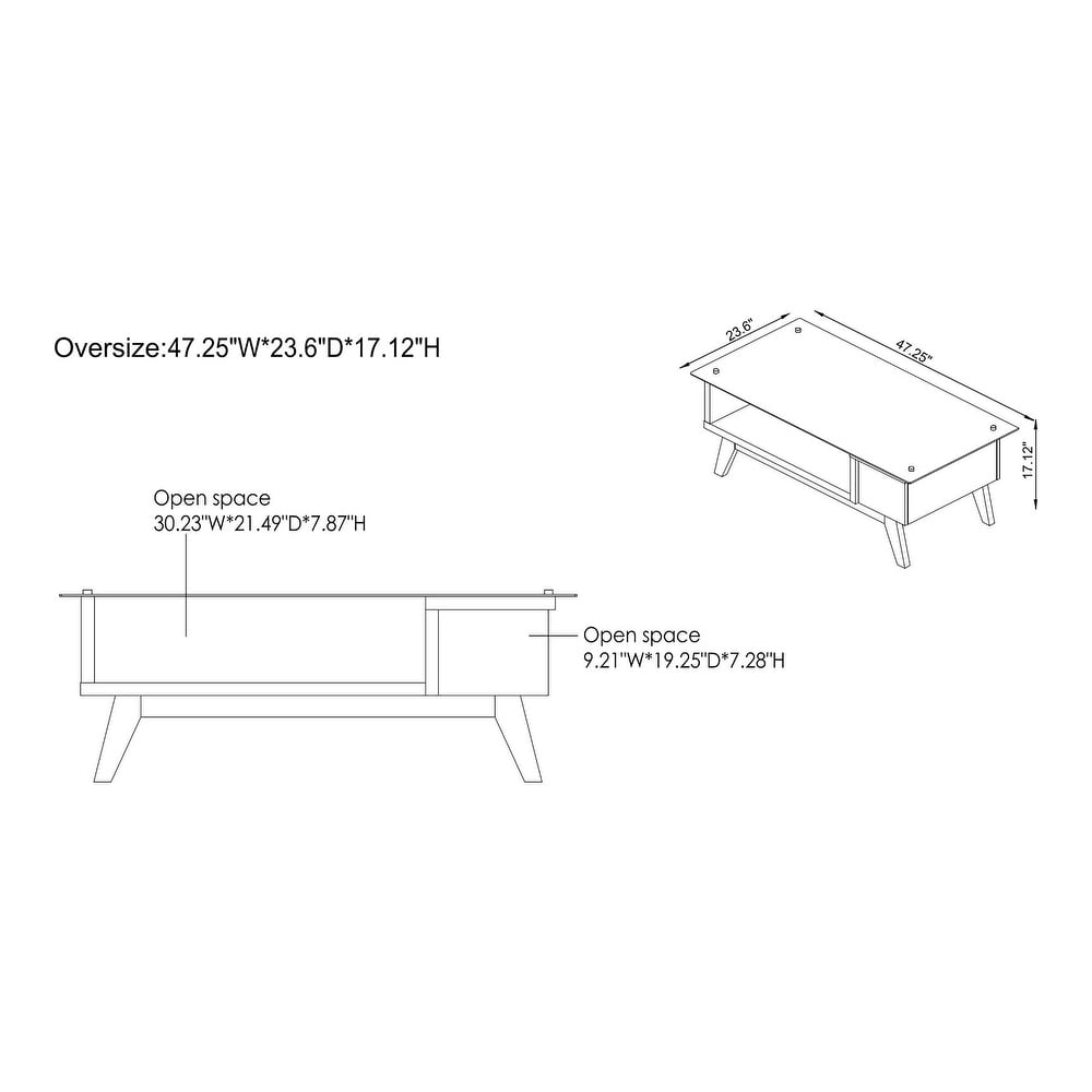 Yini Modern 47 inch Glass Top 1 Shelf Coffee Table by Furniture of America