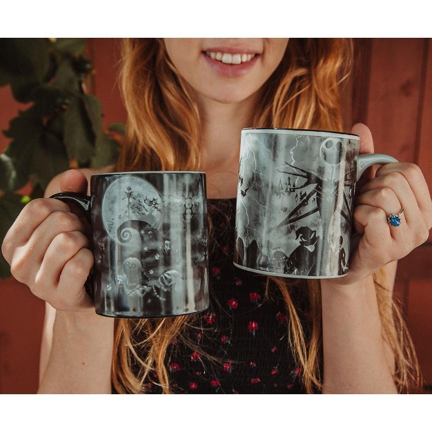 Silver Buffalo Disney The Nightmare Before Christmas Stormy Night Ceramic Mugs Set Of 2