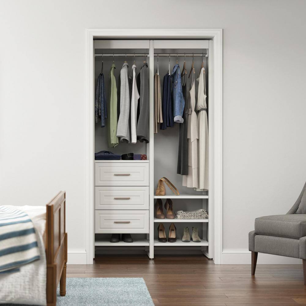 CLOSETS By LIBERTY 46.5 in. W White Adjustable Tower Wood Closet System with 3 Drawers and 7 Shelves HS5400-RW-04