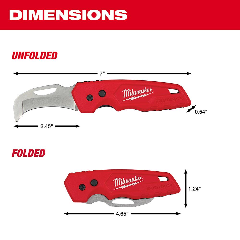 FASTBACK™ Blunt Tip Hawkbill Folding Knife ;