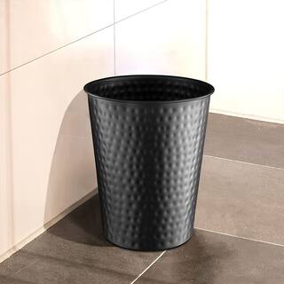 Monarch Abode Monarch Hand Hammered Metal Waste Basket in Matte Black 19128