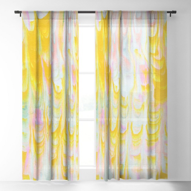 Sunshinecanteen Marbled Pastel Dreams Single Panel Sheer Window Curtain Society 6