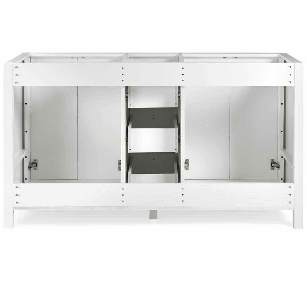 Alaterre Furniture Williamsburg 60 in. W x 21 in. D x 34 in. H Bath Vanity Cabinet without Top in White AVAN60WHBB