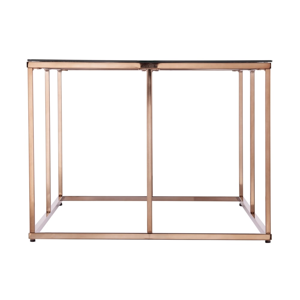 SEI Furniture Nindel Contemporary Glass Top Champagne Metal Coffee Table