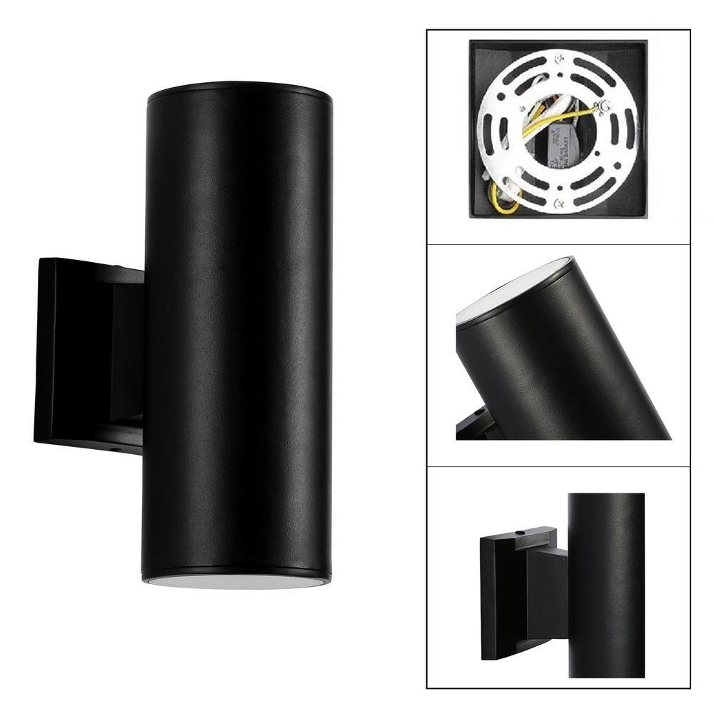 Cedar Hill 11 in. Cylinder Black LED Outdoor Wall Sconce 106002