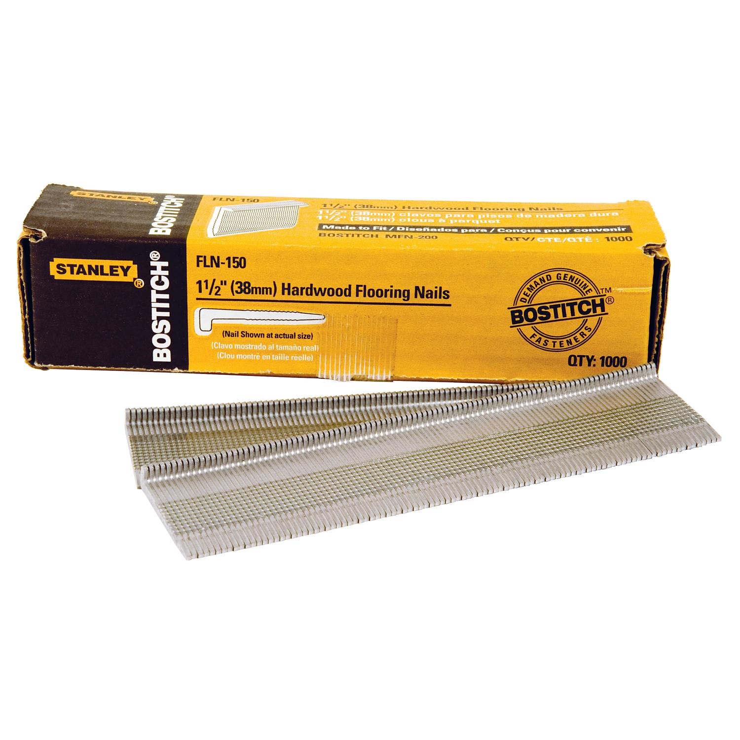 Bostitch 1-1/2 in. 15 Ga. Straight Strip Coated L Head Flooring Cleat Nails 1，000 pk