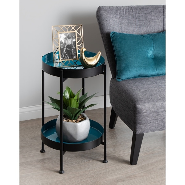 Kate and Laurel Nira Two-Tiered Metal Side Table - 15x15x24