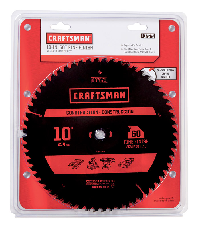 Craftsman 10 in. D X 5/8 in. Carbide Circular Saw Blade 60 teeth 1 pk