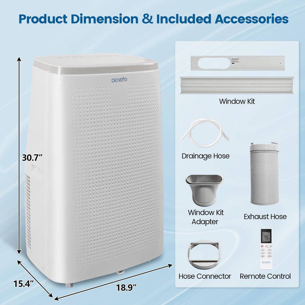 JEREMY CASS 15000 BTU (10800 BTU DOE) Portable Air Conditioner Cools 320 sq.ft. with Fan and Dehumidifier with 2 Speeds in White JHS-A020B