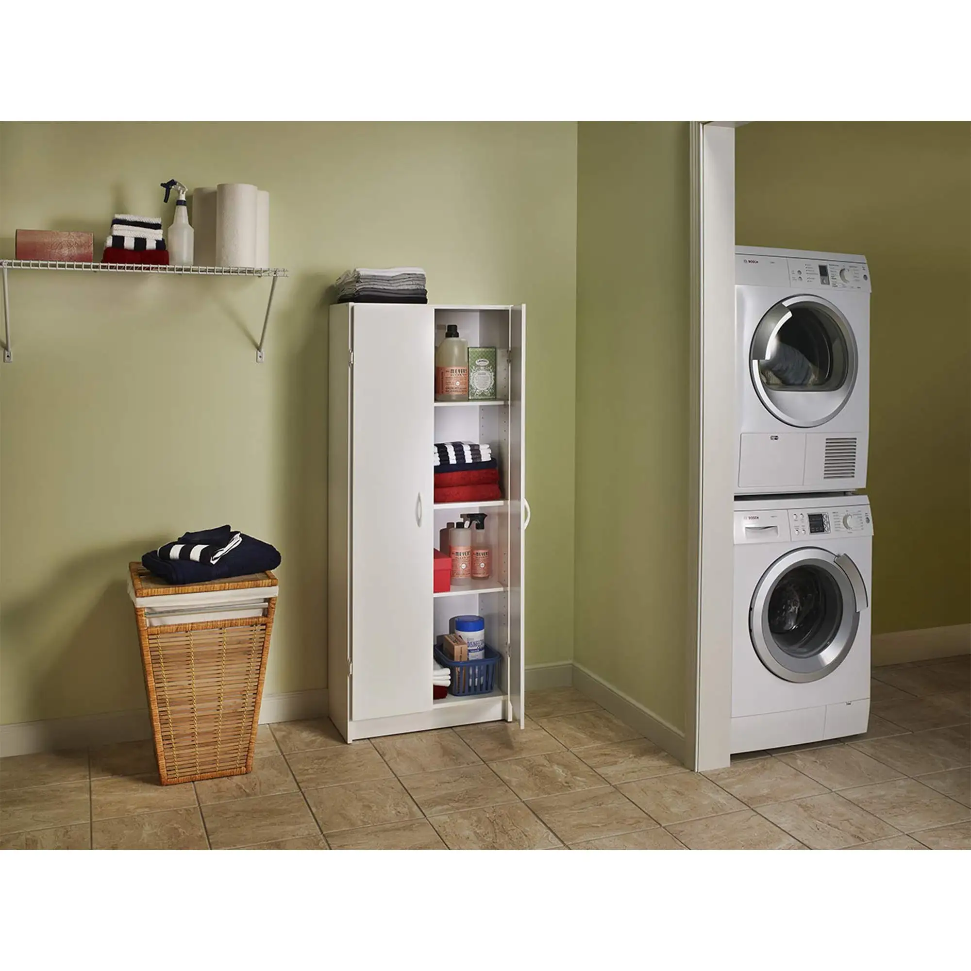 ClosetMaid 12.5 x 24 x 59.5 Inch Adjustable 4 Shelf Pantry Cabinet， White