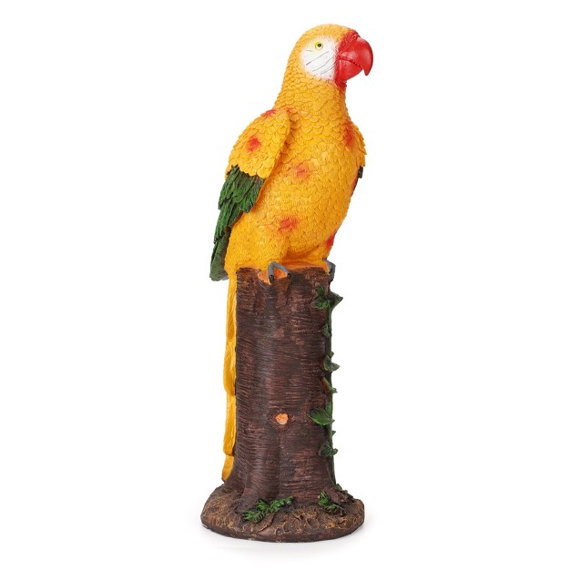 Techko Maid Parrot Yellow Solar Outdoor Garden Statue Decor With Spotlight