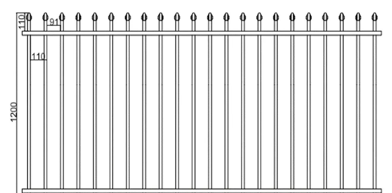 Black Powder Coated Spear Top Picket  Flat Bottom Aluminum welded Fence Panels for Garden Pool