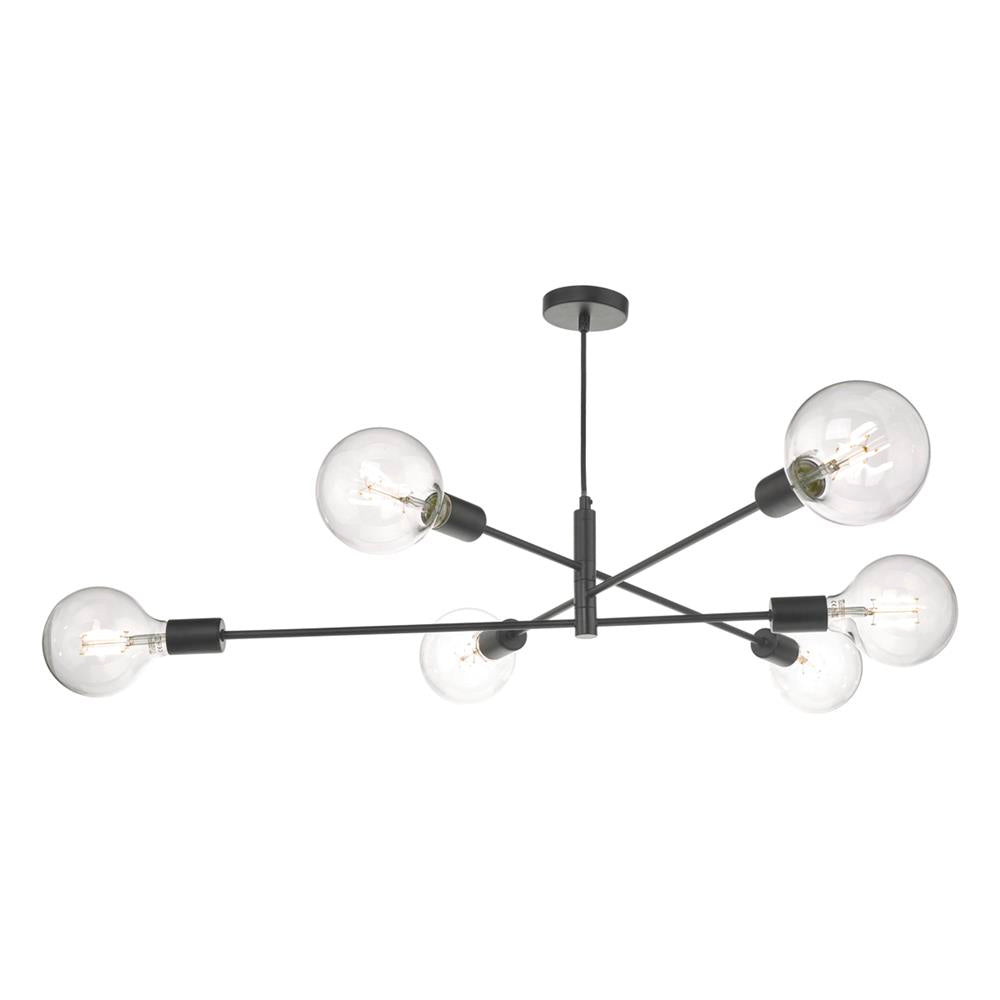 DAR ALA0622 Alana Black Vintage Spider 6 Lamp Semi Flush Light