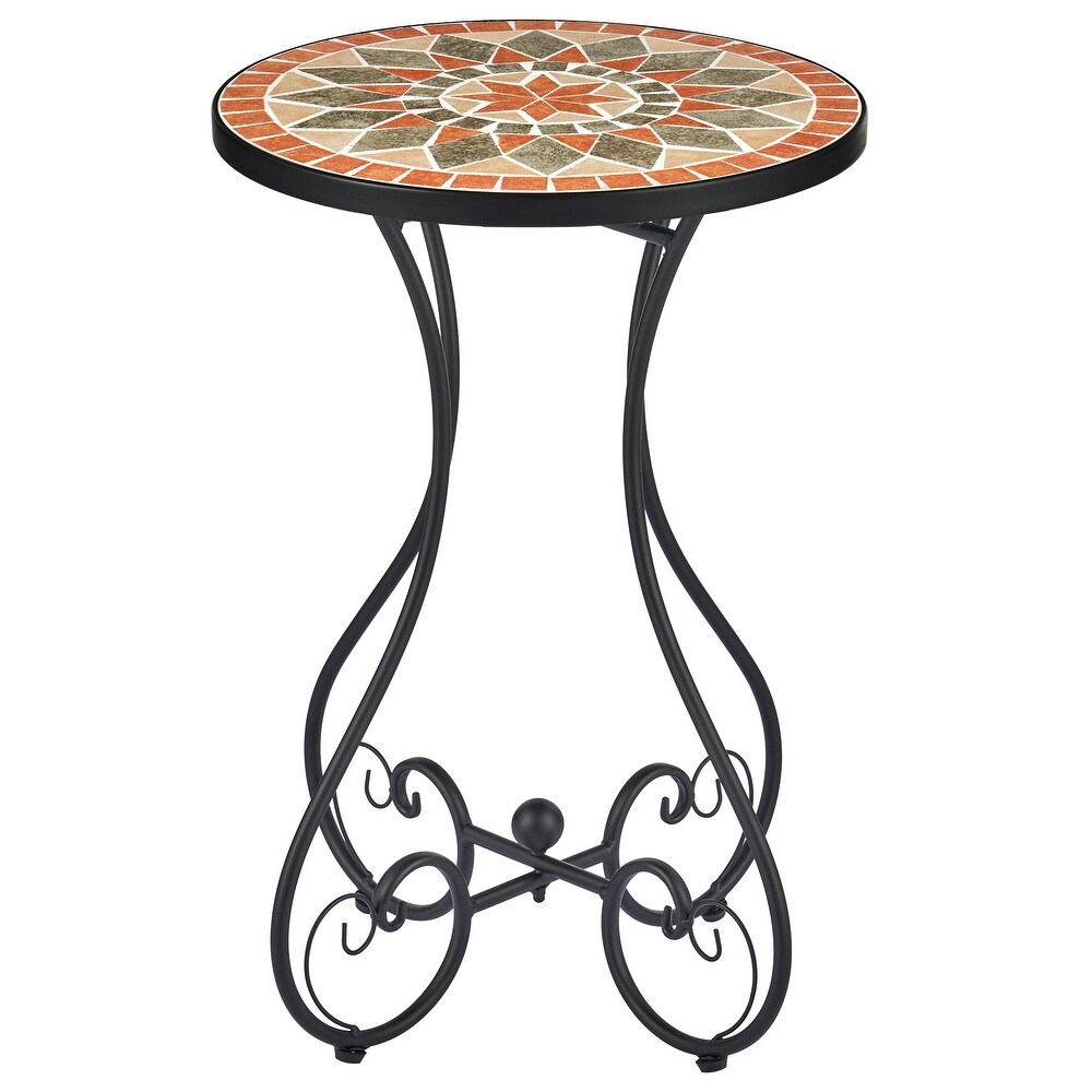 CO Z Mosaic Outdoor Mosaic Tile Side Table and Plant Stand