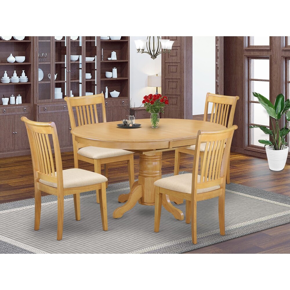 East West Furniture Modern Dining Table Set  an Oval Wooden Table and Dining Room Chairs  Oak (Pieces   Seat Options)