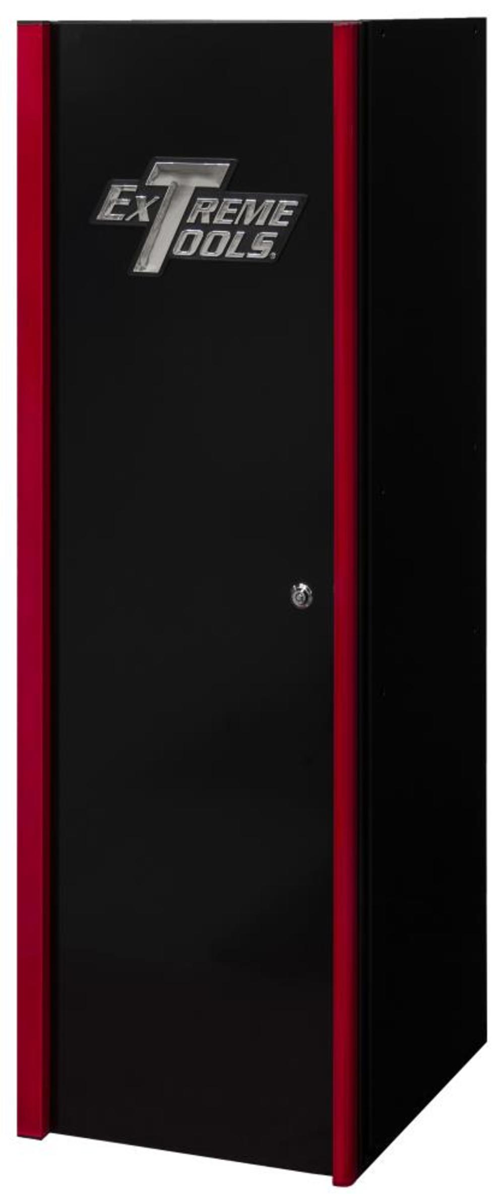 DX Series 19 x 21 Deep Side Locker with 4 Shelves Black with Red Handle ;