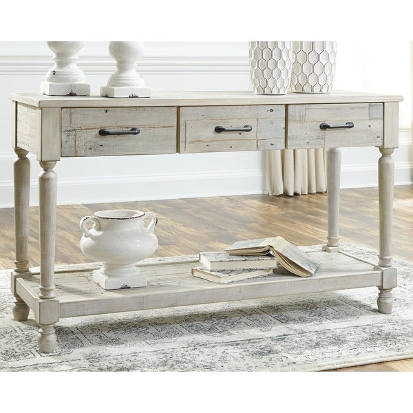 Signature Design by Ashley Hickory Homestead Whitewash Sofa Table