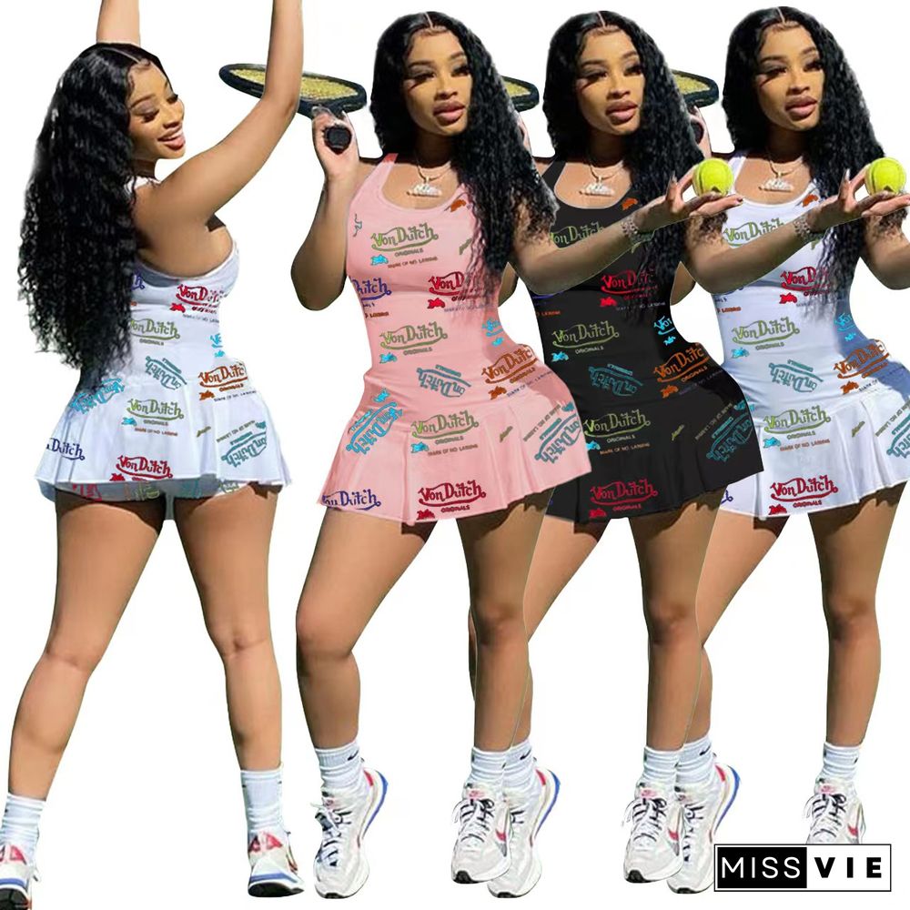 Casual Printed Cute Tennis Dress