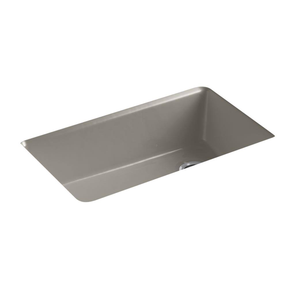 KOHLER Riverby Undermount Cast-Iron 33 in. 5-Hole Single Bowl Kitchen Sink Kit with Accessories in Cashmere K-5871-5UA3-K4