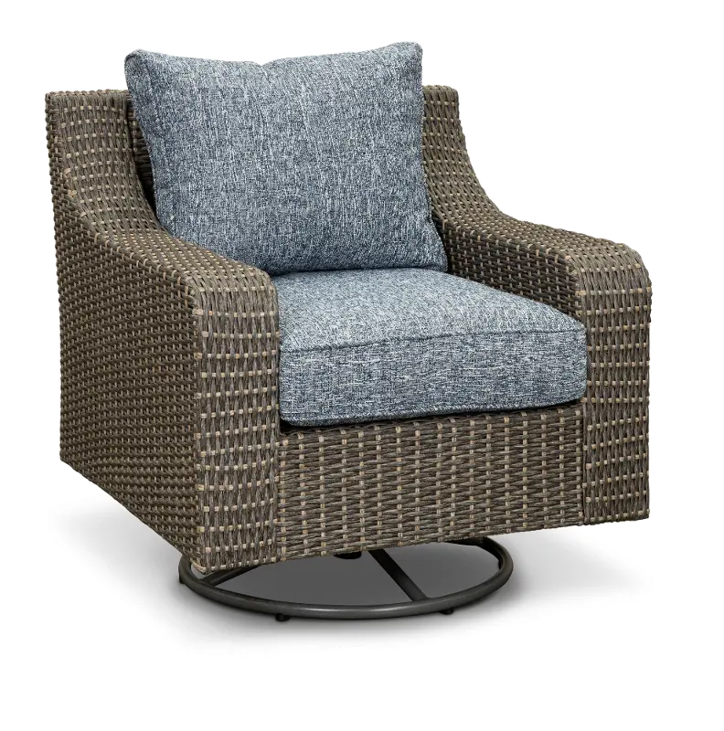 Lemans Gray Wicker Patio Swivel Chair