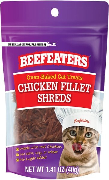 Beefeaters Chicken Shreds Dehydrated Cat Treat， 1.41-oz bag， case of 12