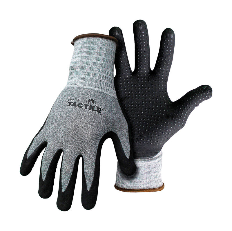 Boss Tactile Men\u0027s Indoor/Outdoor Dotted and Dipped Work Gloves Black/Gray L 1 pair