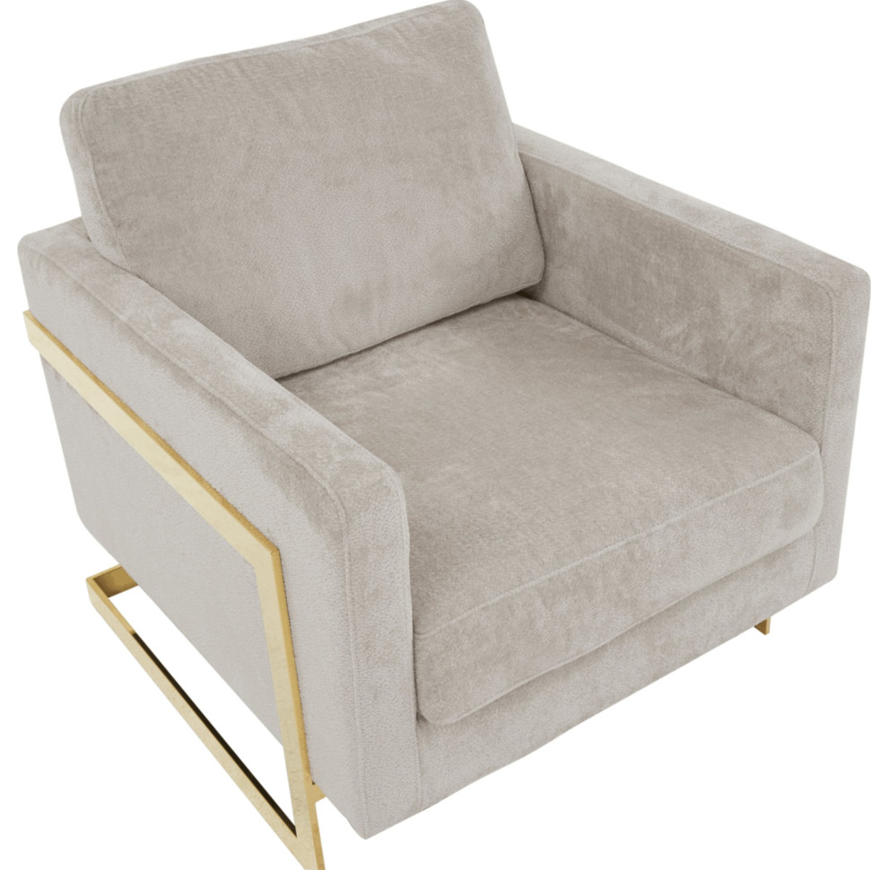 LeisureMod Lincoln Modern Boucle Arm Chair with Gold Stainless Steel Frame   Midcentury   Armchairs And Accent Chairs   by LeisureMod  Houzz